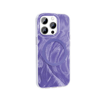 Apple iPhone 14 Pro Case Magsafe Charging Featured Brush Paint Patterned Zore Palette Cover - 9