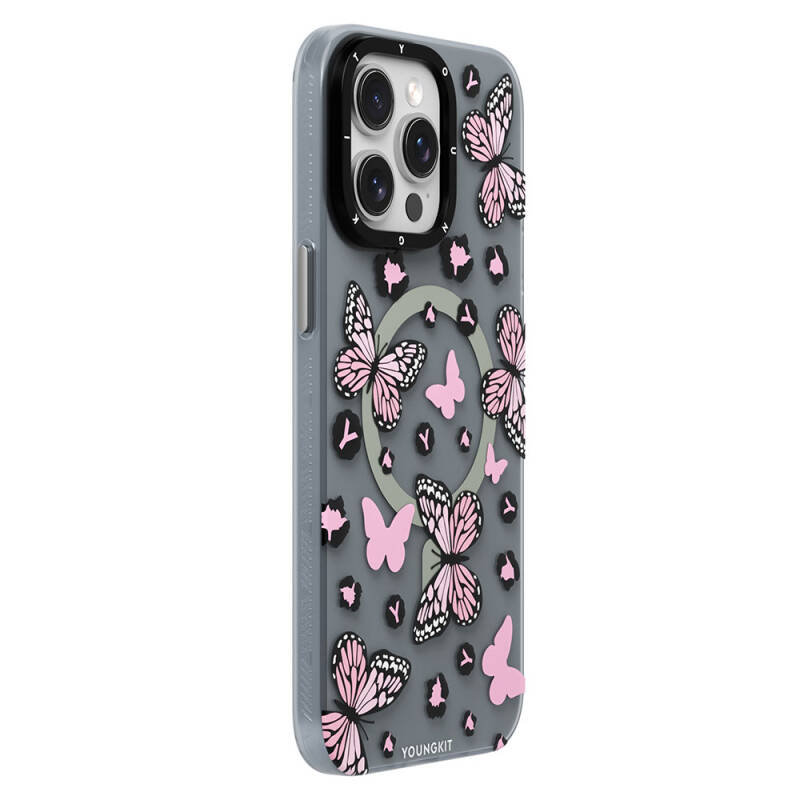 Apple iPhone 14 Pro Case Magsafe Charging Featured Butterfly Pattern Youngkit Shadow Dance Series Cover - 5