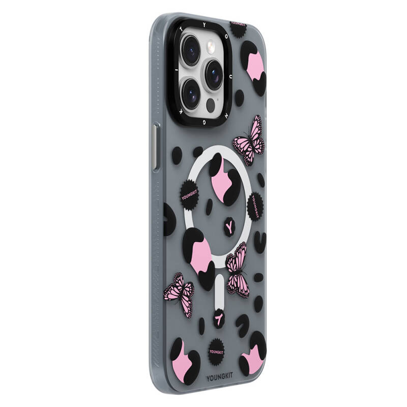 Apple iPhone 14 Pro Case Magsafe Charging Featured Butterfly Pattern Youngkit Shadow Dance Series Cover - 6