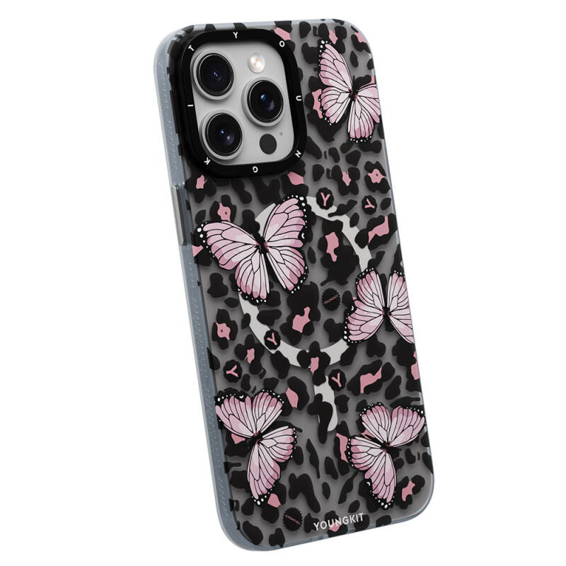 Apple iPhone 14 Pro Case Magsafe Charging Featured Butterfly Pattern Youngkit Shadow Dance Series Cover - 7