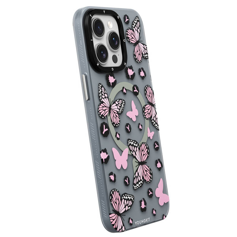 Apple iPhone 14 Pro Case Magsafe Charging Featured Butterfly Pattern Youngkit Shadow Dance Series Cover - 9