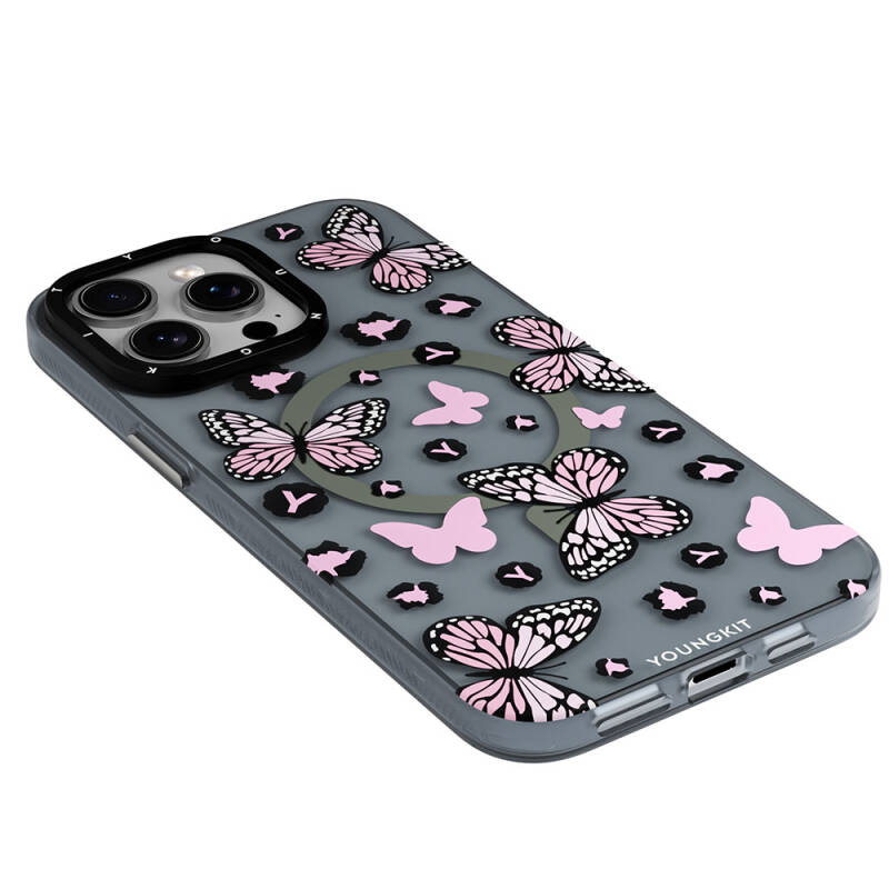 Apple iPhone 14 Pro Case Magsafe Charging Featured Butterfly Pattern Youngkit Shadow Dance Series Cover - 11