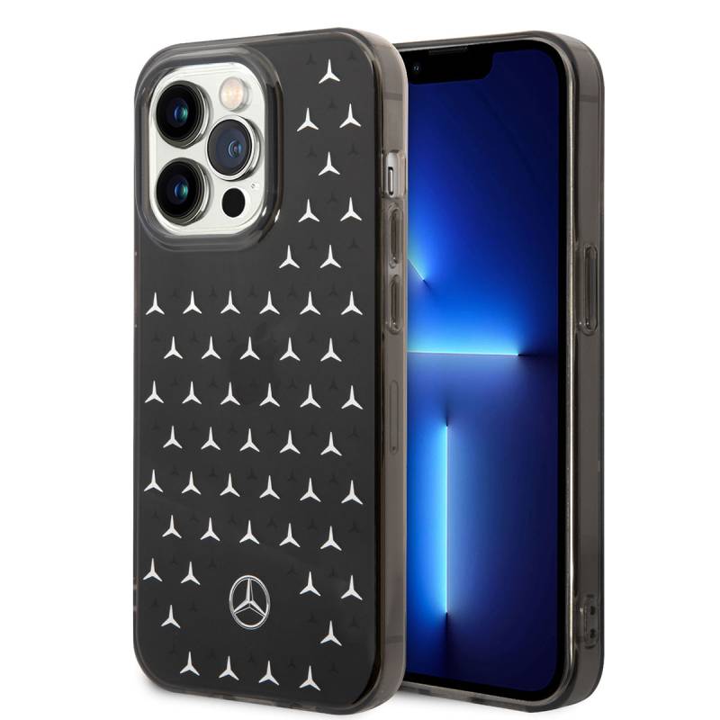 Apple iPhone 14 Pro Case Mercedes Benz Double Layer Star Patterned Design Cover - 1