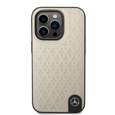 Apple iPhone 14 Pro Case Mercedes Benz Genuine Leather Star Design Cover - 3