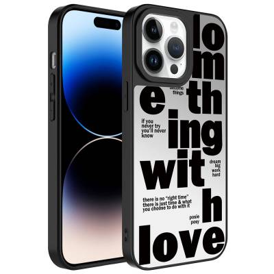 Apple iPhone 14 Pro Case Mirror Patterned Camera Protected Glossy Zore Mirror Cover - 12