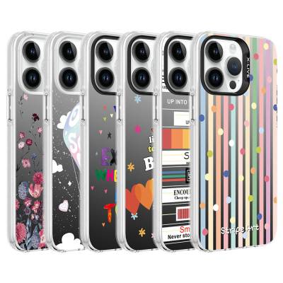 Apple iPhone 14 Pro Case Patterned Zore Silver Hard Cover - 8