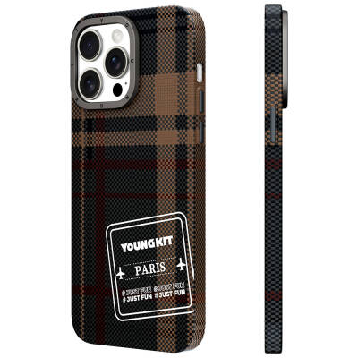 Apple iPhone 14 Pro Case Plaid Patterned Youngkit Gezhi Series Cover - 1