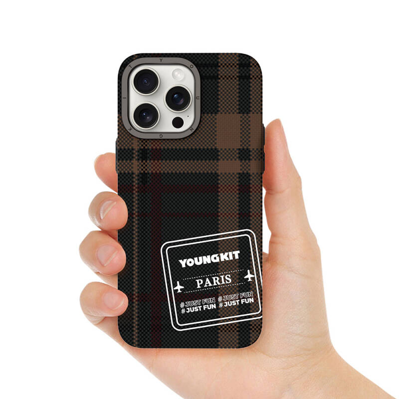 Apple iPhone 14 Pro Case Plaid Patterned Youngkit Gezhi Series Cover - 3