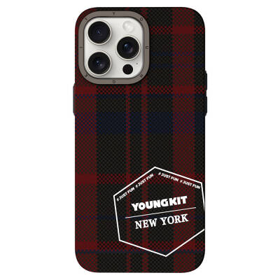 Apple iPhone 14 Pro Case Plaid Patterned Youngkit Gezhi Series Cover - 9