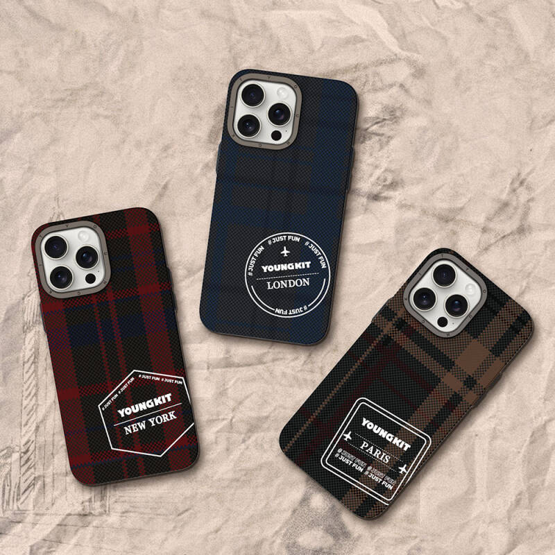 Apple iPhone 14 Pro Case Plaid Patterned Youngkit Gezhi Series Cover - 11