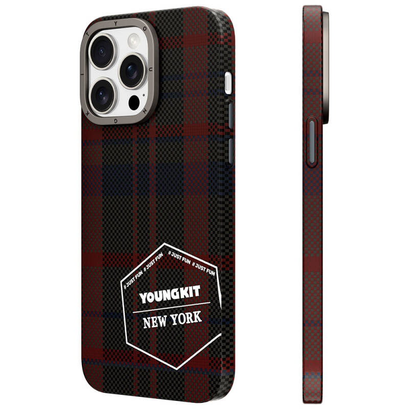 Apple iPhone 14 Pro Case Plaid Patterned Youngkit Gezhi Series Cover - 13