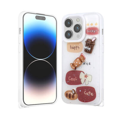 Apple iPhone 14 Pro Case Shining Glitter Relief Figured Zore Cevze Cover - 5