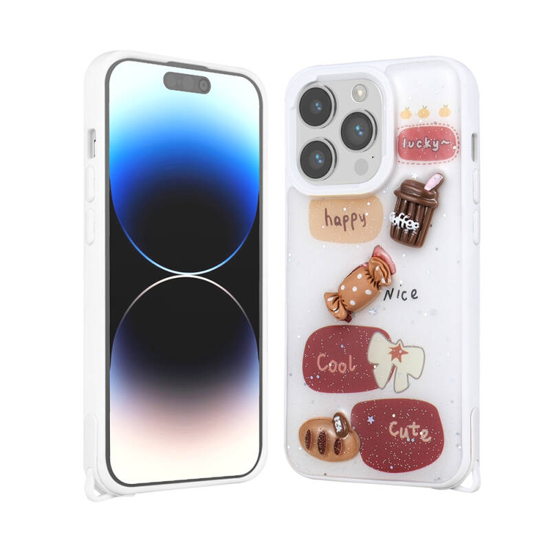 Apple iPhone 14 Pro Case Shining Glitter Relief Figured Zore Cevze Cover - 5