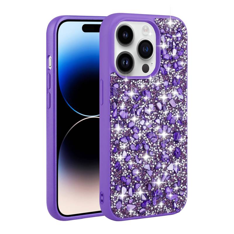 Apple iPhone 14 Pro Case Shiny Stone Design Zore Linea Cover - 5