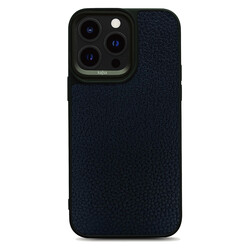Apple iPhone 14 Pro Case Soft Leather Metal Camera Framed Kajsa Litchi Cover - 3