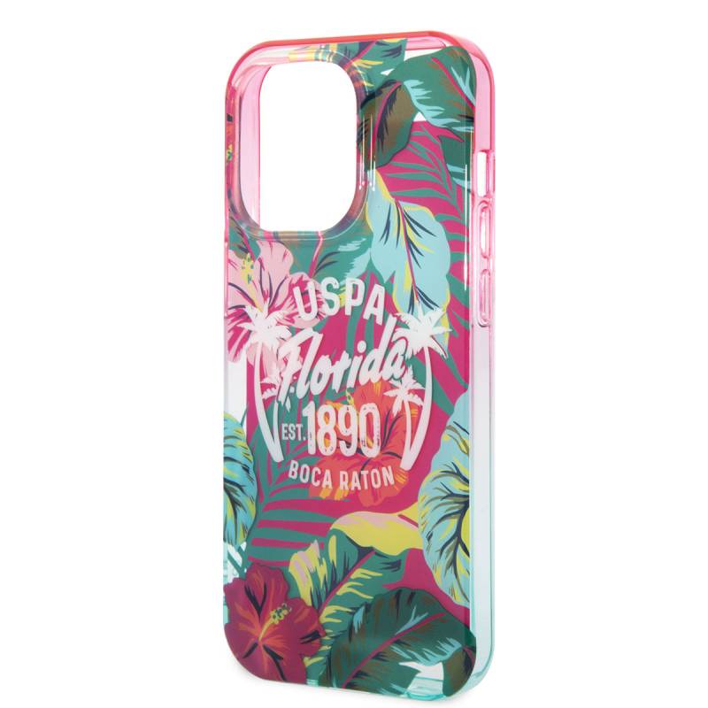 Apple iPhone 14 Pro Case U.S. POLO ASSN. Colorful Leaf Printed Design Cover - 6