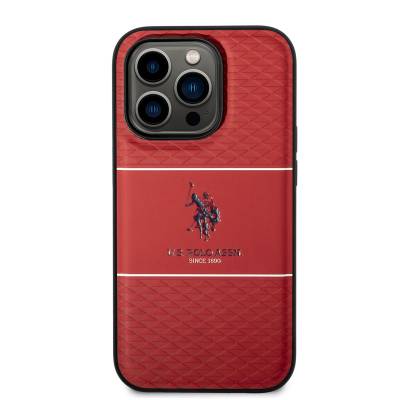 Apple iPhone 14 Pro Case U.S. POLO ASSN. Leather Striped Logo Design Cover - 4