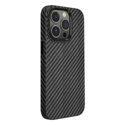 Apple iPhone 14 Pro Case Wiwu Carbon Fiber Look Magsafe Wireless Charge Featured Kabon Cover - 3