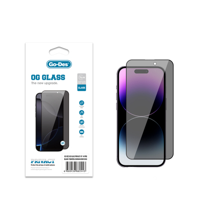 Apple iPhone 14 Pro Go Des OG Glass Privacy Antistatic Tempered Glass Screen Protector - 1