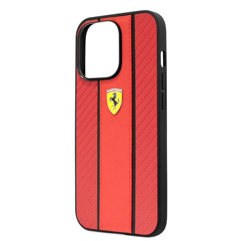 Apple iPhone 14 Pro Kılıf Ferrari PU Deri Ve Karbon Dizayn Kapak - 5