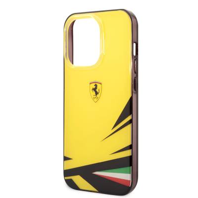 Apple iPhone 14 Pro Kılıf Ferrari Sarı İtalyan Bayrak Baskılı Dizayn Kapak - 6