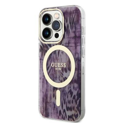 Apple iPhone 14 Pro Kılıf GUESS Magsafe Şarj Özellikli Leopar Desenli Kapak - 2