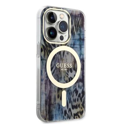 Apple iPhone 14 Pro Kılıf GUESS Magsafe Şarj Özellikli Leopar Desenli Kapak - 9