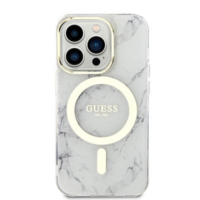 Apple iPhone 14 Pro Kılıf GUESS Magsafe Şarj Özellikli Mermer Desenli Kapak - 5