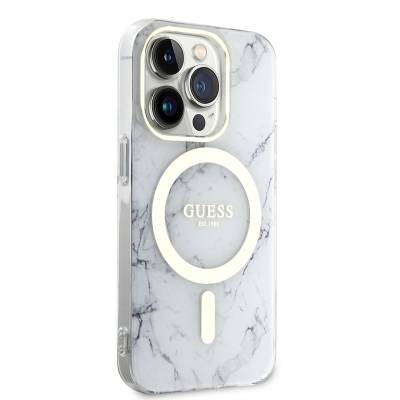 Apple iPhone 14 Pro Kılıf GUESS Magsafe Şarj Özellikli Mermer Desenli Kapak - 8