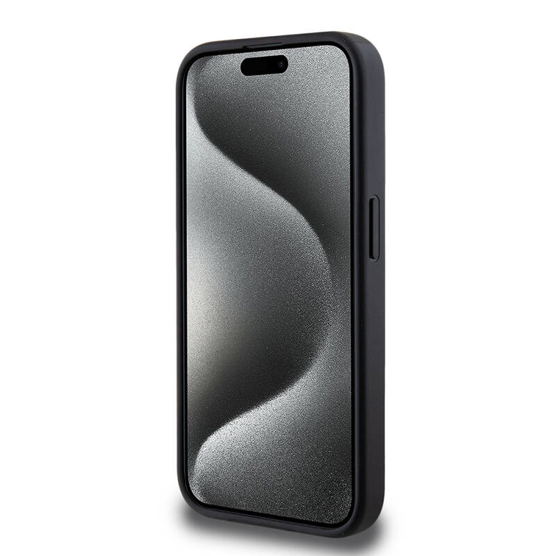 Apple iPhone 14 Pro Kılıf Guess Magsafe Şarj Özellikli PU Deri Desenli Metal Plaka Logolu Kapak - 3