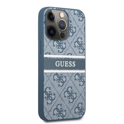 Apple iPhone 14 Pro Kılıf GUESS PU Deri Çizgili Logo Dizaynlı Kapak - 8