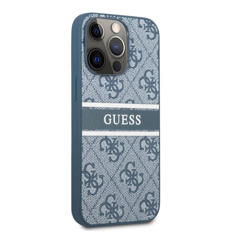 Apple iPhone 14 Pro Kılıf GUESS PU Deri Çizgili Logo Dizaynlı Kapak - 8