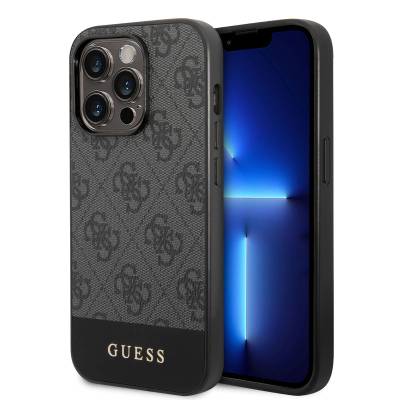 Apple iPhone 14 Pro Kılıf GUESS PU Deri Şerit Logo Dizaynlı Kapak - 1