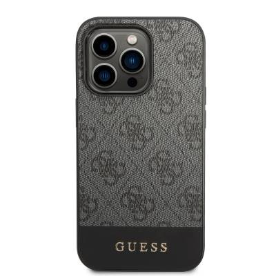 Apple iPhone 14 Pro Kılıf GUESS PU Deri Şerit Logo Dizaynlı Kapak - 3