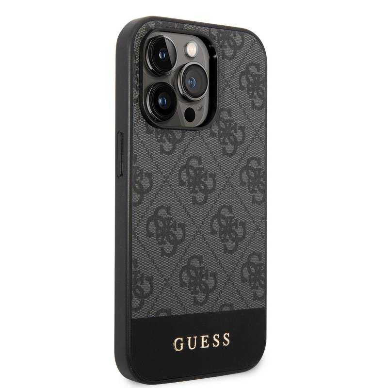 Apple iPhone 14 Pro Kılıf GUESS PU Deri Şerit Logo Dizaynlı Kapak - 8