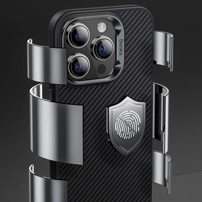 Apple iPhone 14 Pro Kılıf Karbon Fiber Magsafe Şarj Özellikli Benks Hybrid ArmorPro 600D Kevlar Kapak - 14