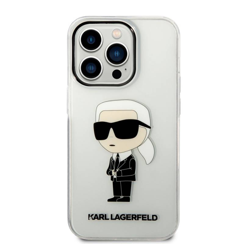 Apple iPhone 14 Pro Kılıf Karl Lagerfeld Transparan İkonik Karl Dizayn Kapak - 3