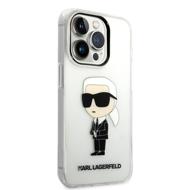 Apple iPhone 14 Pro Kılıf Karl Lagerfeld Transparan İkonik Karl Dizayn Kapak - 8