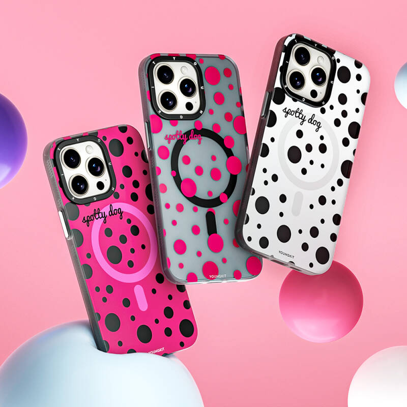 Apple iPhone 14 Pro Kılıf Magsafe Şarj Özellikli Polka Dot Desenli Youngkit Spots Serisi Kapak - 9