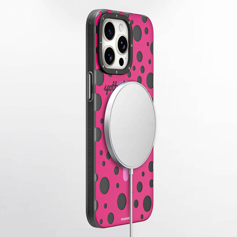 Apple iPhone 14 Pro Kılıf Magsafe Şarj Özellikli Polka Dot Desenli Youngkit Spots Serisi Kapak - 5