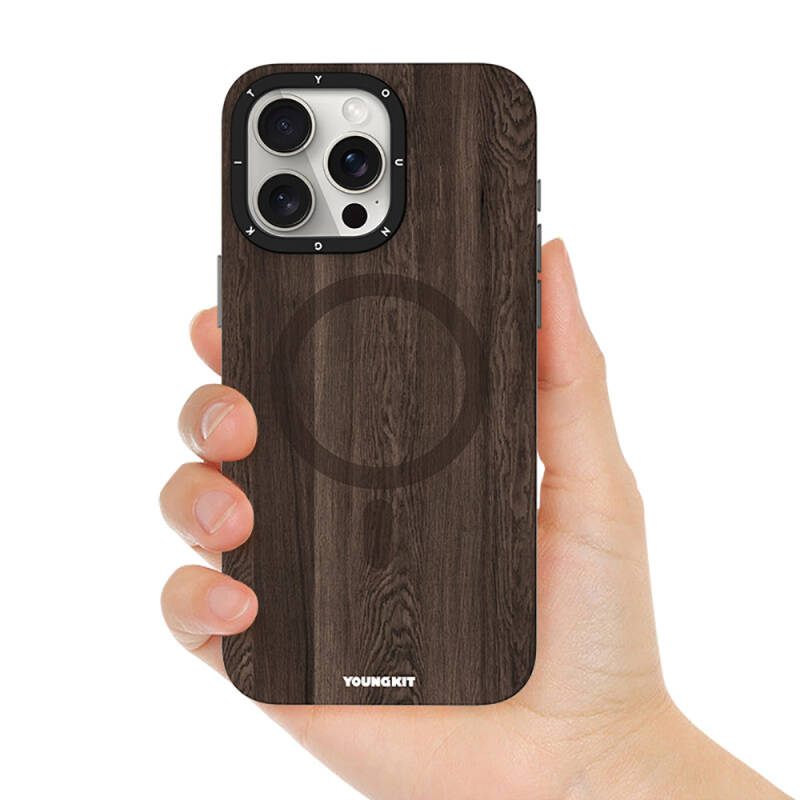 Apple iPhone 14 Pro Kılıf Magsafe Şarj Özellikli Sararmaya Dayanıklı Youngkit Wood Forest Serisi Kapak - 15