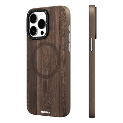 Apple iPhone 14 Pro Kılıf Magsafe Şarj Özellikli Sararmaya Dayanıklı Youngkit Wood Forest Serisi Kapak - 1