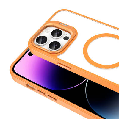 Apple iPhone 14 Pro Kılıf Magsafe Şarj Özellikli Standlı Zore Magsafe Klon Lensli Kapak - 3