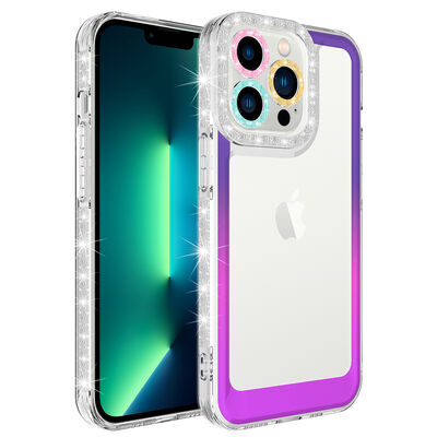 Apple iPhone 14 Pro Kılıf Simli ve Renk Geçiş Tasarımlı Lens Korumalı Zore Park Kapak - 5