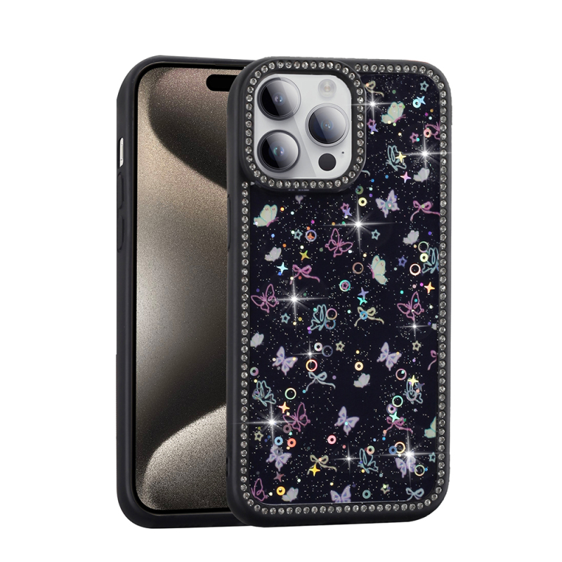 Apple iPhone 14 Pro Kılıf Taşlı ve Simli Tasarım Zore Azra Kapak - 3