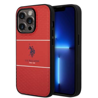 Apple iPhone 14 Pro Kılıf U.S. POLO ASSN. Deri Şeritli Logo Dizayn Kapak - 1