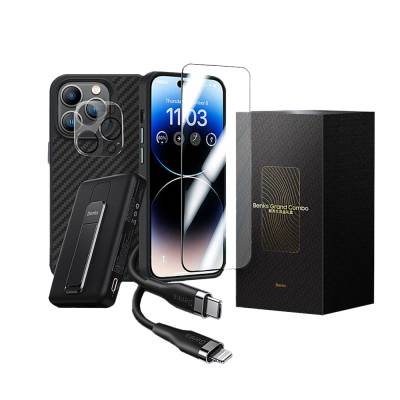 Apple iPhone 14 Pro Max Benks Grand Combo New 5in1 Accessory Set Case-Screen Protector-Lens Protector-Cable-Powerbank - 9