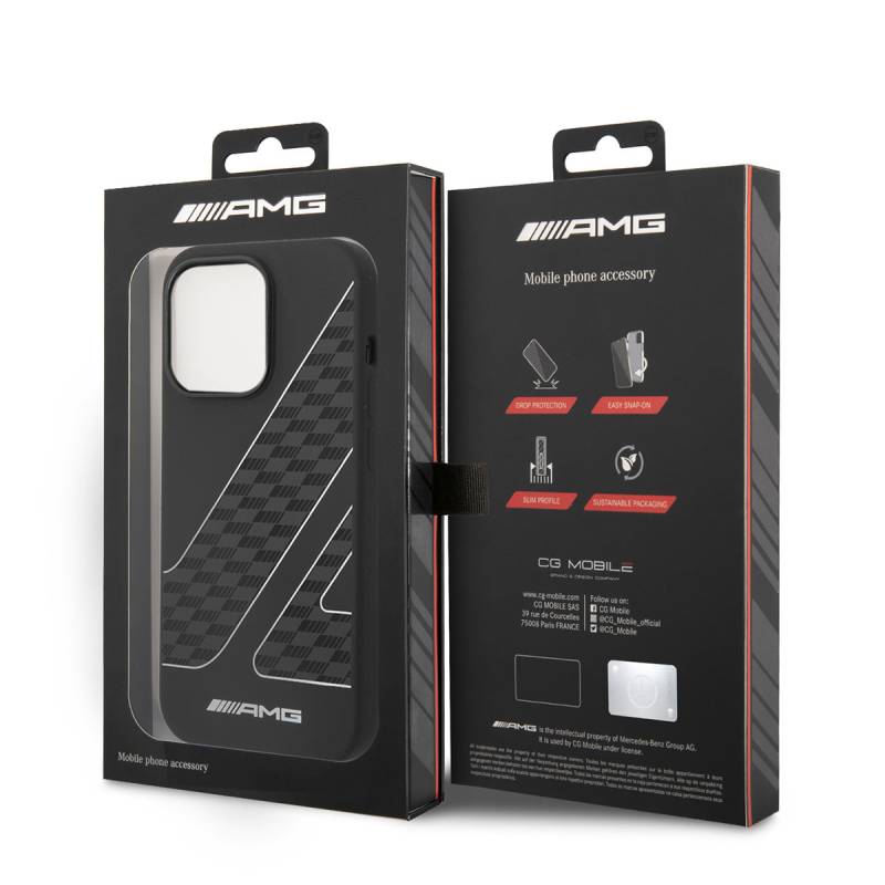 Apple iPhone 14 Pro Max Case AMG Liquid Silicone Checkered Flag Design Cover - 2