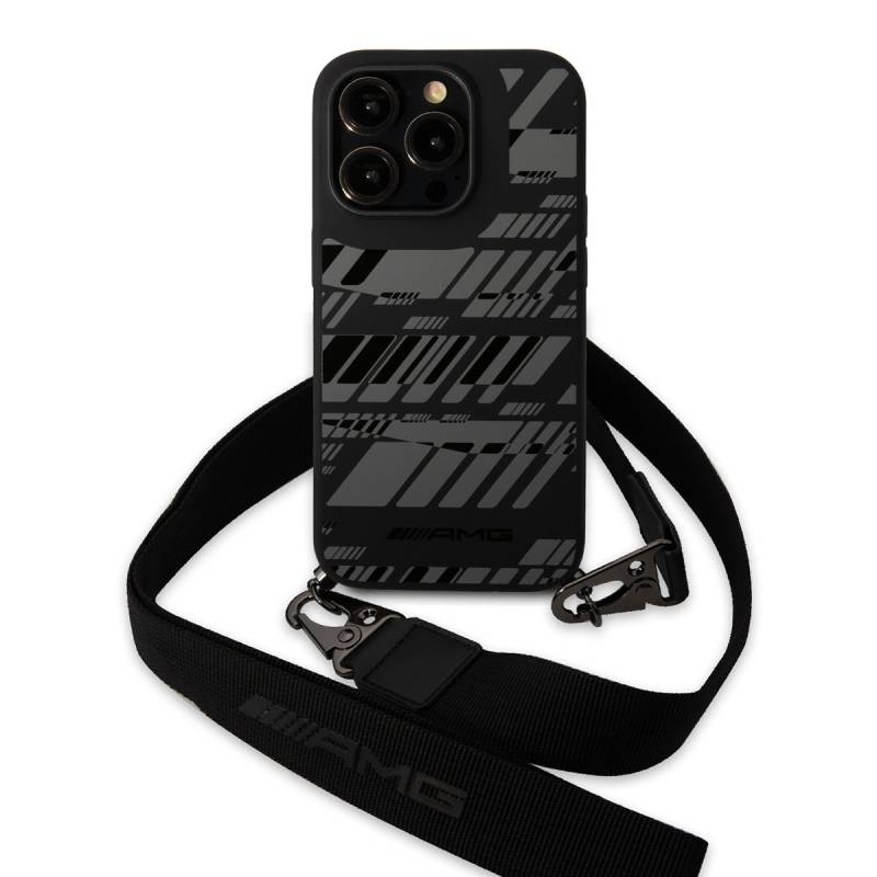 Apple iPhone 14 Pro Max Case AMG Liquid Silicone Strap Graphic Design Cover with Phone Strap - 2