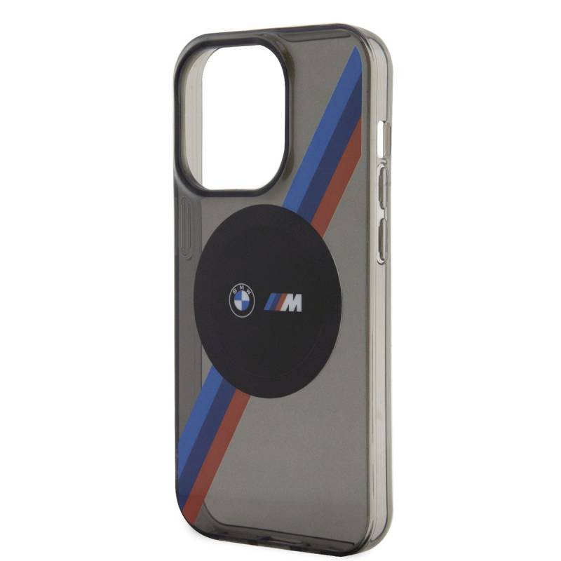 Apple iPhone 14 Pro Max Case BMW Magsafe Charging Featured Transparent 3-Color Stripe Design Cover - 5